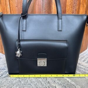 Carpisa Vera Pelle Black Leather Tote Purse